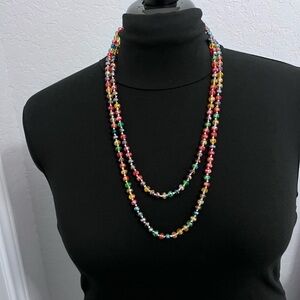 NWOT - Multicolor Faceted Crystal Glass Beaded Necklace
